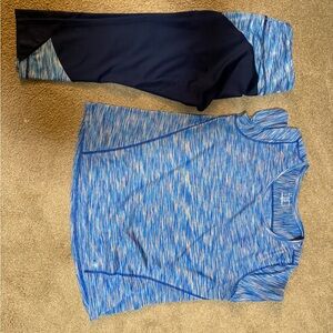 Blue Athletic Top and Leggings Set